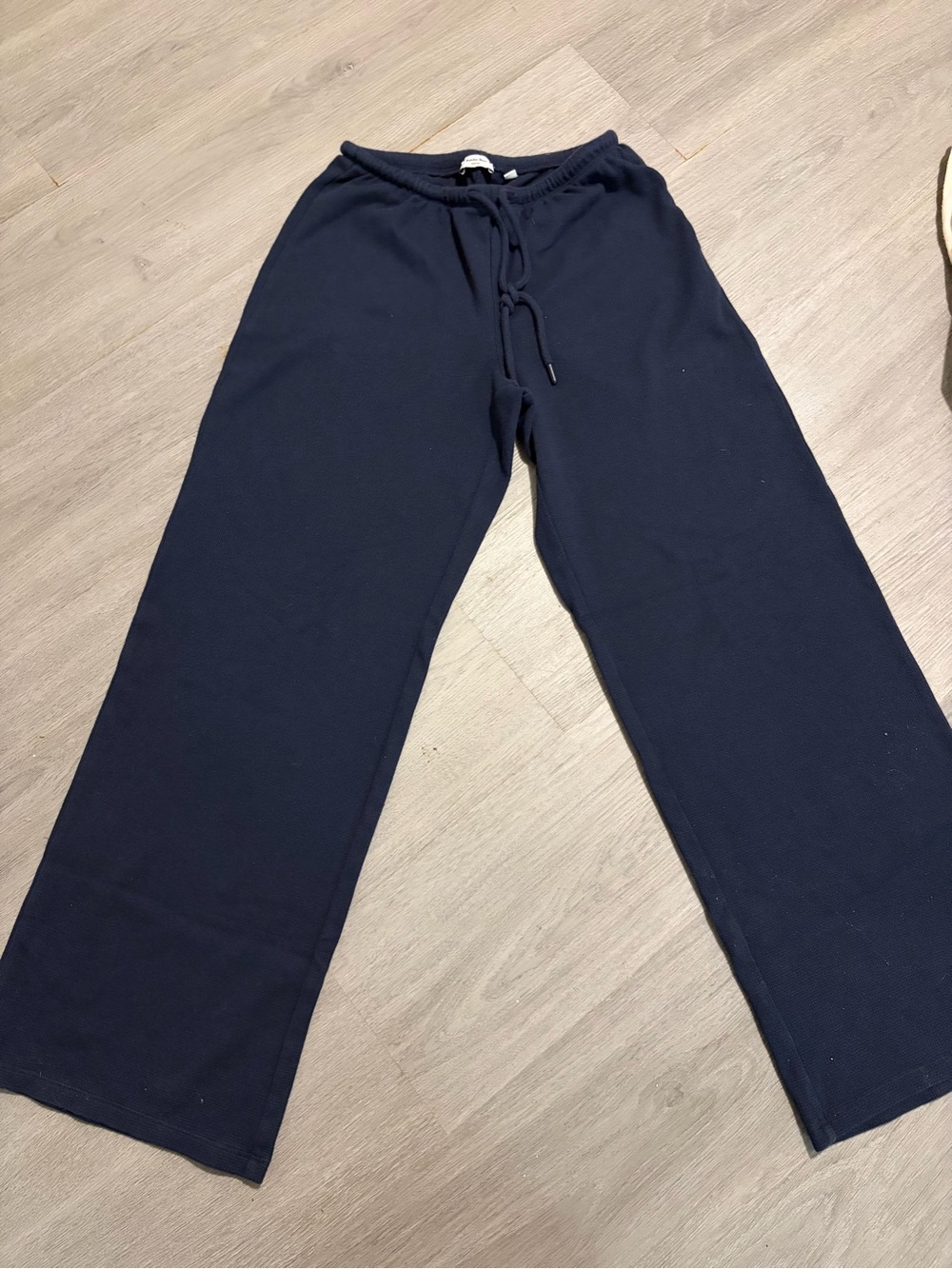 Aritzia Sunday Best Gilmore Ribbed Wide Leg Pant Navy Blue XS
